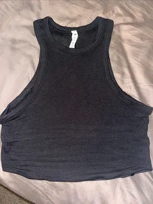 lululemon athletica Black Ribbed Crop Tank thumbnail 1