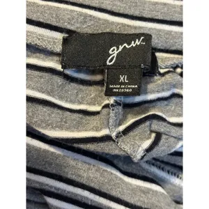 GNW Grey Black Striped Maxi Skirt XL Stretchy Knit Fold Over Waist Long Skirt thumbnail 2
