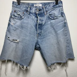 Moussy Vintage Women Cotton Denim‎ Shorts Light Blue Distressed Raw Hem Western thumbnail 1