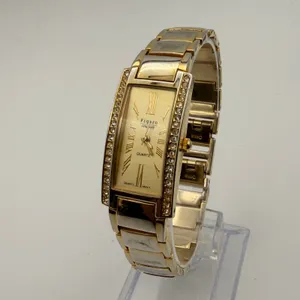 Elegant Figaro Couture Gold-Tone Rectangular Quartz Watch Working New Battery thumbnail 7