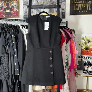 Commense Black Gold Button Sleeveless Mini Dress Womens XL New NWT thumbnail 6
