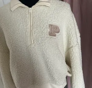 White Sherpa Victoria's Secret PINK fleece quarter zip thumbnail 2