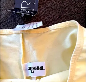 Vintage Carushka Bodywear Pastel Yellow Low-Mid Rise Cuffed Tights/ Leggings Cuffed thumbnail 6