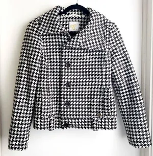 Aritzia Tna Brown & White Houndstooth Wool Buttoned Coat thumbnail 1
