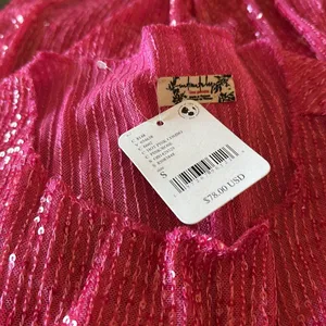 NWT Free People x Intimately FP Gold Rush Long Sleeve In Hot Pink Combo thumbnail 8