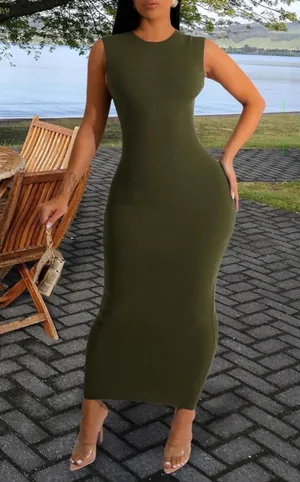 NEW Ribbed Tank Dress Sleeveless Bodycon Midi 2X thumbnail 1