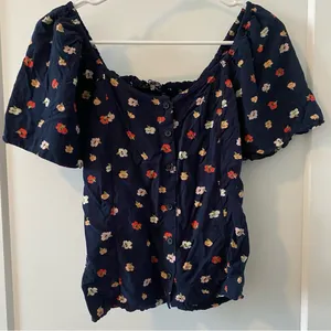 Madewell Navy‎ Floral Blouse thumbnail 1