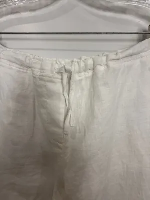 White Linen Drawstring Pants Size M thumbnail 2