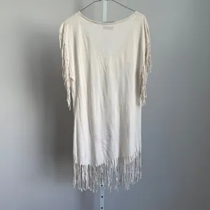Bershka‎ Womens Large Fringe Tunic Top Free Show Graphic Bohemian Festival thumbnail 6