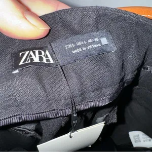 NWT‎ Zara Large Black Linen Blend Wide Leg Pants CP thumbnail 6