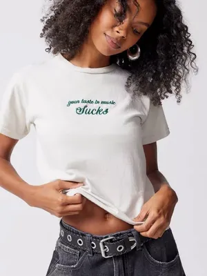 Urban Outfitters Ripple Junction 'Your Taste in Music Sucks' embroidered Tee thumbnail 1
