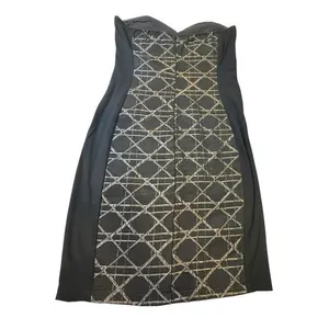 Aqua Black Geometric Jacquard Strapless‎ Sheath Dress Size S thumbnail 3