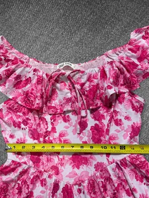 Grace Karin Pink Floral Ruffle Maxi Dress Size M thumbnail 7