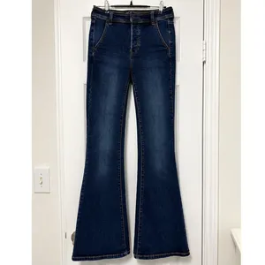 We The Free Flare Jeans 25 Dark Wash High Rise Button Fly Boho Y2K Free People thumbnail 2