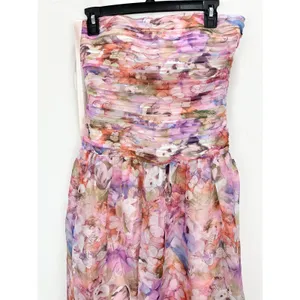 Lulus Kasandra Pink Multi Floral Organza Drop Waist Maxi Dress Formal Small NWT thumbnail 9