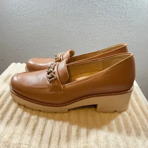 1133|NWOT Naturalizer Darry Leather Platform Chain Lug Sole Loafer Tan Women 12M thumbnail 7