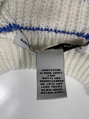 Autumn Cashmere White Crewneck Sweater with Blue Stripes thumbnail 5
