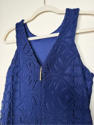 Lilly Pulitzer Women's Mango Shift Lace Knit Dress S Sleeveless Navy Blue thumbnail 7