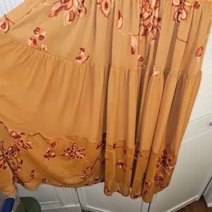 Figueroa & Flower Womens‎ Brown Embroidered Smocked Maxi Dress Medium thumbnail 4