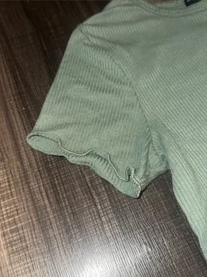 Olive Green/Sage Ribbed Short-Sleeve Top thumbnail 4