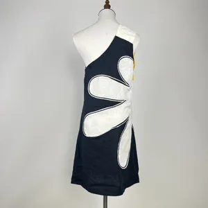 NWOT Farm Rio x Anthropologie One-Shoulder Linen Blend Flower Mini Dress Size M thumbnail 9