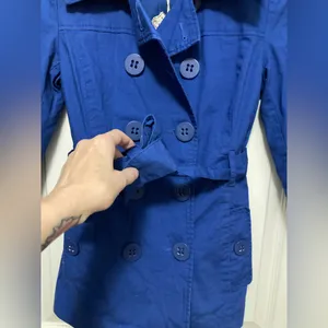 *Tulle Anthropologie New Royal Blue Double Breasted Peacoat Jacket#HC thumbnail 2