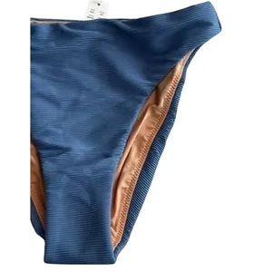 NWT J. Crew 80s Ribbed High Rise High Leg Cheeky Bikini Swim Bottom XS Blue thumbnail 3