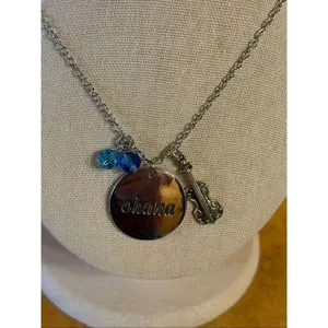 “Ohana" accompanied by musical instrument blue crystal charms Necklace (7433) thumbnail 2