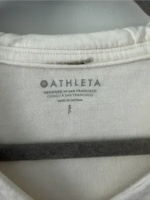 Athleta Sundown Alliance V Neck Hooded Casual Athleisure Cream Sweater S thumbnail 4