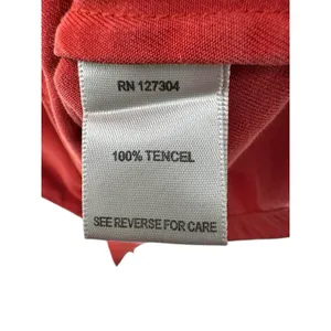 John Mark Shirt Dress Medium Red Long Sleeve 100% Tencel Button Front Roll Tab‎ thumbnail 5