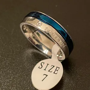 Roses are red blue silver titanium ring size 7 thumbnail 1