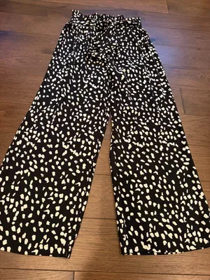 Black & White Printed Paperbag Waist Wide-Leg Pants Size XS - C2-042 thumbnail 3