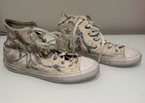 Converse White and Blue Mermaid Print Shoes Size 7.5 thumbnail 1