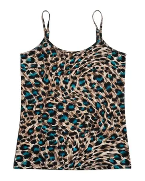 2000s Vintage Clear Sky Brown Blue Leopard Print Cami‎ Tank Top Y2K Summer Small thumbnail 1