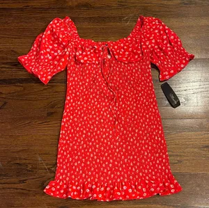 Floral Mini Summer Dress Red Size XL thumbnail 1