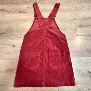 Forever 21‎ Velour Overall Dress Size Small S Red Button Side Velvet Mini Skirt thumbnail 2