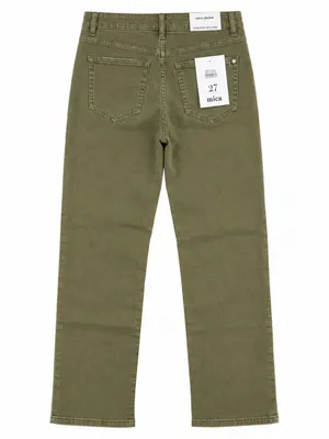 Mica Denim Olive Green High Rise Button Fly Straight Leg Jeans Size 27 NWT thumbnail 3
