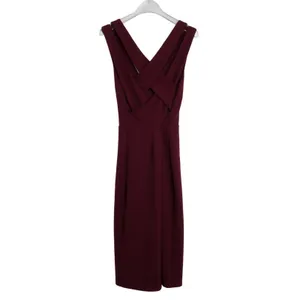 Lulus Darren Burgundy Strappy Bodycon Midi Dress Wine Red Maroon V-Neck Medium thumbnail 7