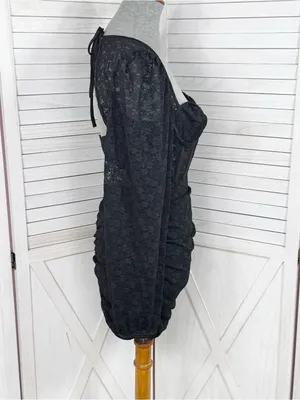 Edit‎ by Nine Lace Corset Top Ruched Mini Dress Black Medium Gothic Coquette Y2K thumbnail 4