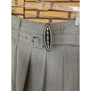 Free Assembly Gray And‎ White Pinstripe Pleated Belted Skirt Size 4 thumbnail 3
