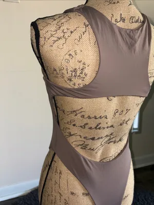 SXA Sleek Taupe High Neck Swimsuit thumbnail 6