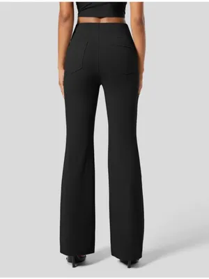 Halara Black Flex High Rise Back Side Pockets Slight Flare Size Petite Small NEW thumbnail 2