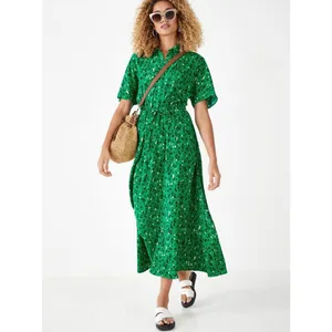 Hush Ren Shirt Dress Leopard Heart Print Women Sz‎ 6 Green Short Sleeve Colorful thumbnail 3
