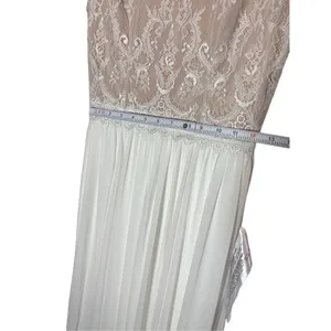 NEW Dress the Population gorgeous flowy white tan wedding formal dress sz S‎ thumbnail 4