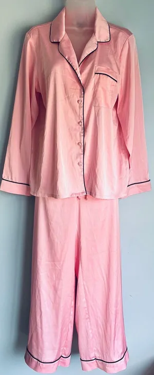 READ!! INC International Concepts Pajama Set Pink and Black M/L NWT thumbnail 1