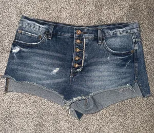 Free People Women's Distressed Button Fly Denim Cut Off Shorts Size 29 thumbnail 1