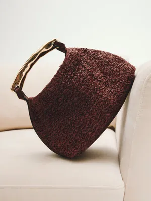 H&M NWT gold top handle Woven bag thumbnail 5
