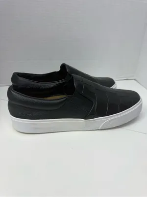 KAANAS Black Croc Embossed Leather Slip On Platform Sneakers Size 8 thumbnail 5
