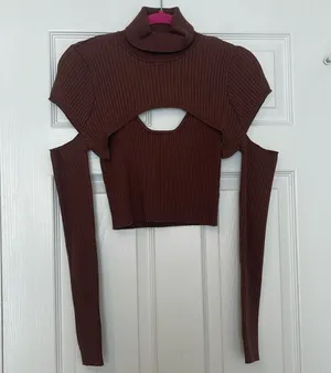 brown two piece sweater set thumbnail 1