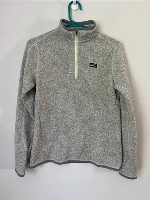 Patagonia Women’s Light Gray Quarter-Zip Fleece Pullover Sz Medium 💚 thumbnail 1